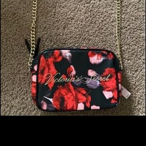 Victoria Secrets Black Floral Crossbody purse